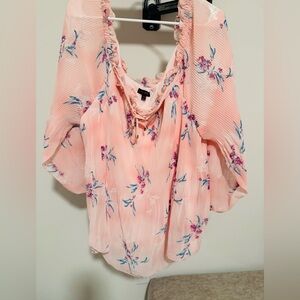 Lane Bryant Pink Floral Blouse
